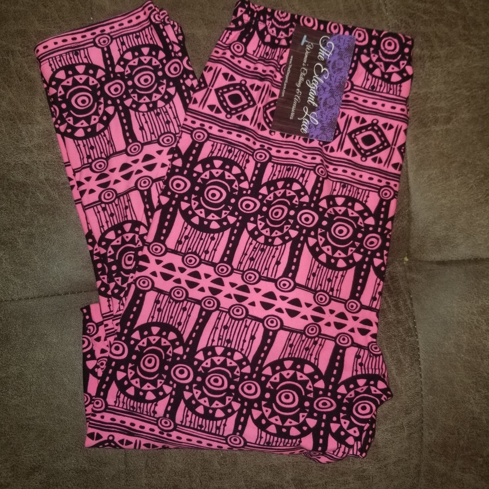 Pink and Black Buttery soft leggings